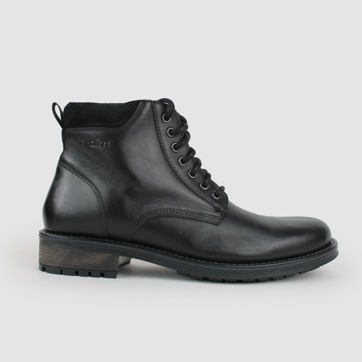 RUNDLE MENS LEATHER BIKER BOOTS-BLACK