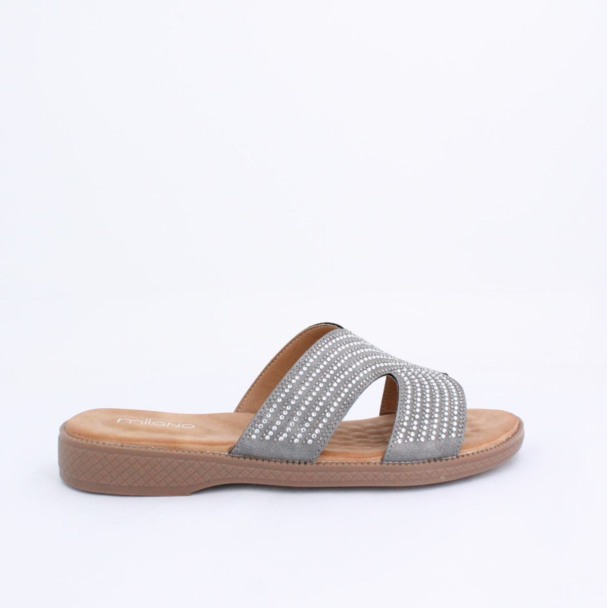 ASMA SLIDE SANDAL - PEWTER