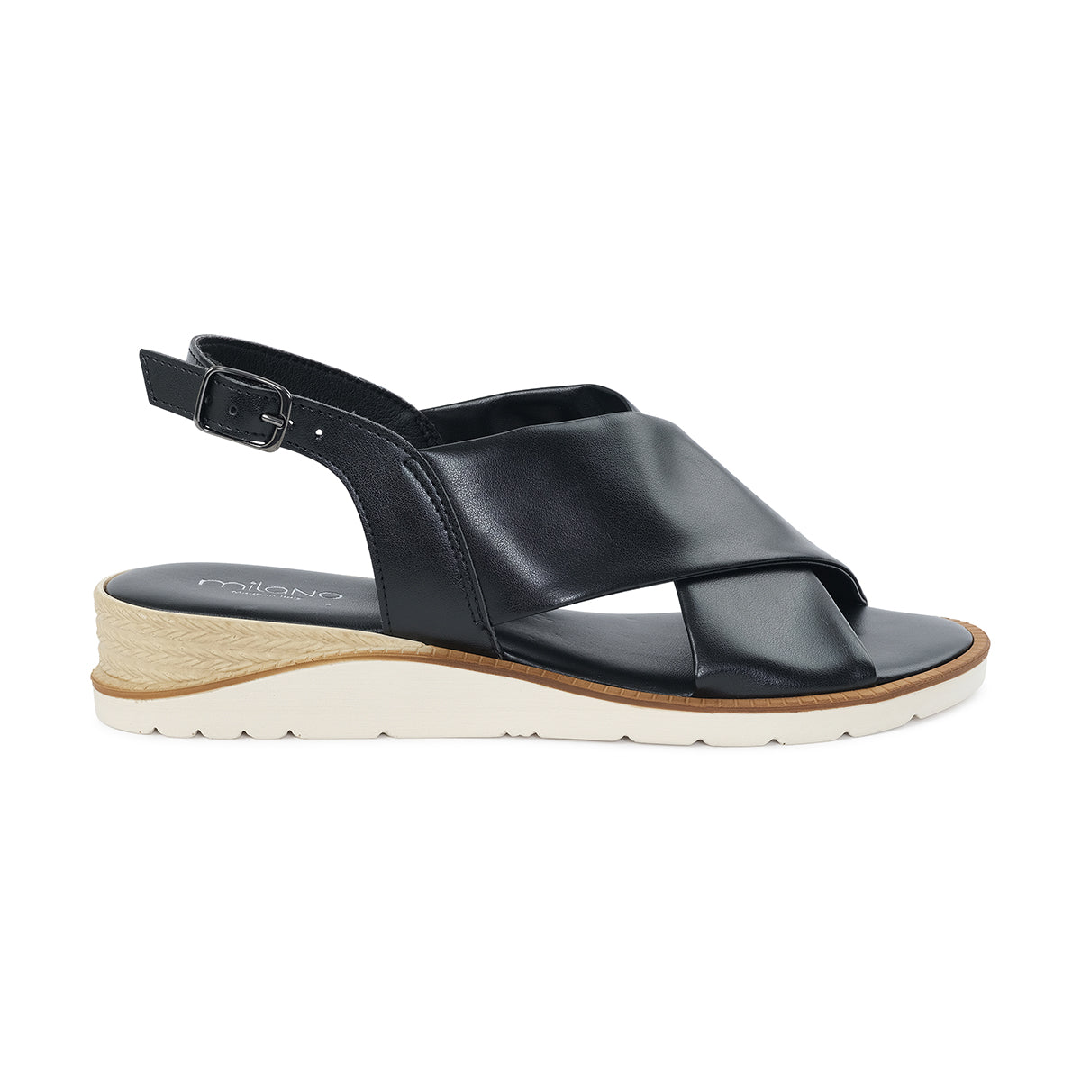 GIORGIA Slingback Wedge Sandal - BLACK
