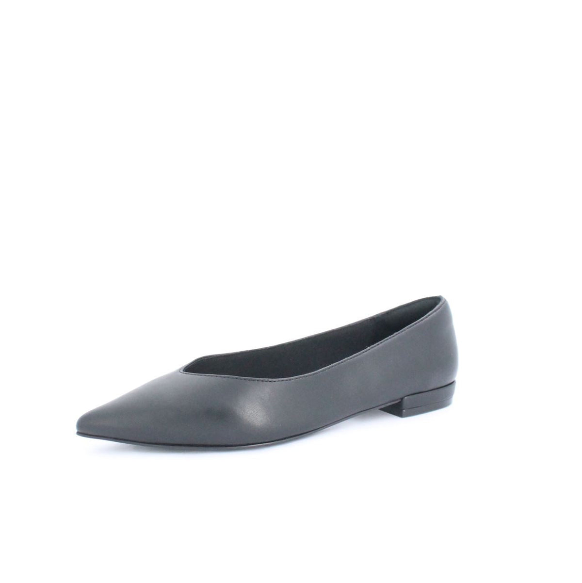 Black Kiril Pump Flat Shoe with Minimalist Design and Faux Leather Finish