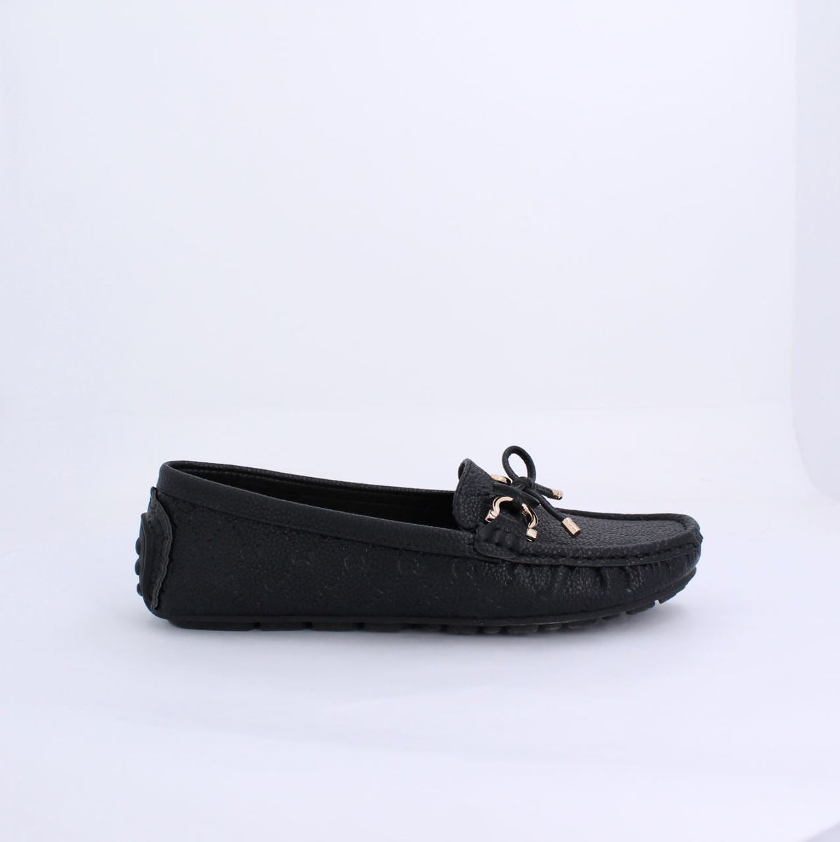 VARDA EMBOSSED LOAFERS & MOCCASINS FLATS-BLACK