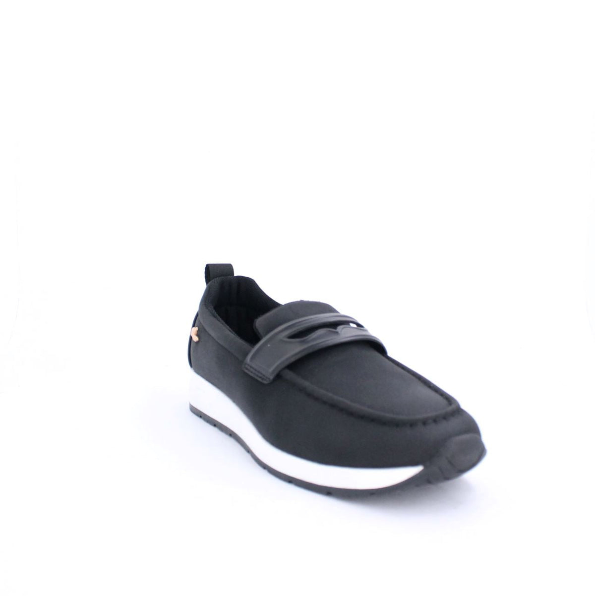 Black Marley Moccasins with strap and white midsole for modern style