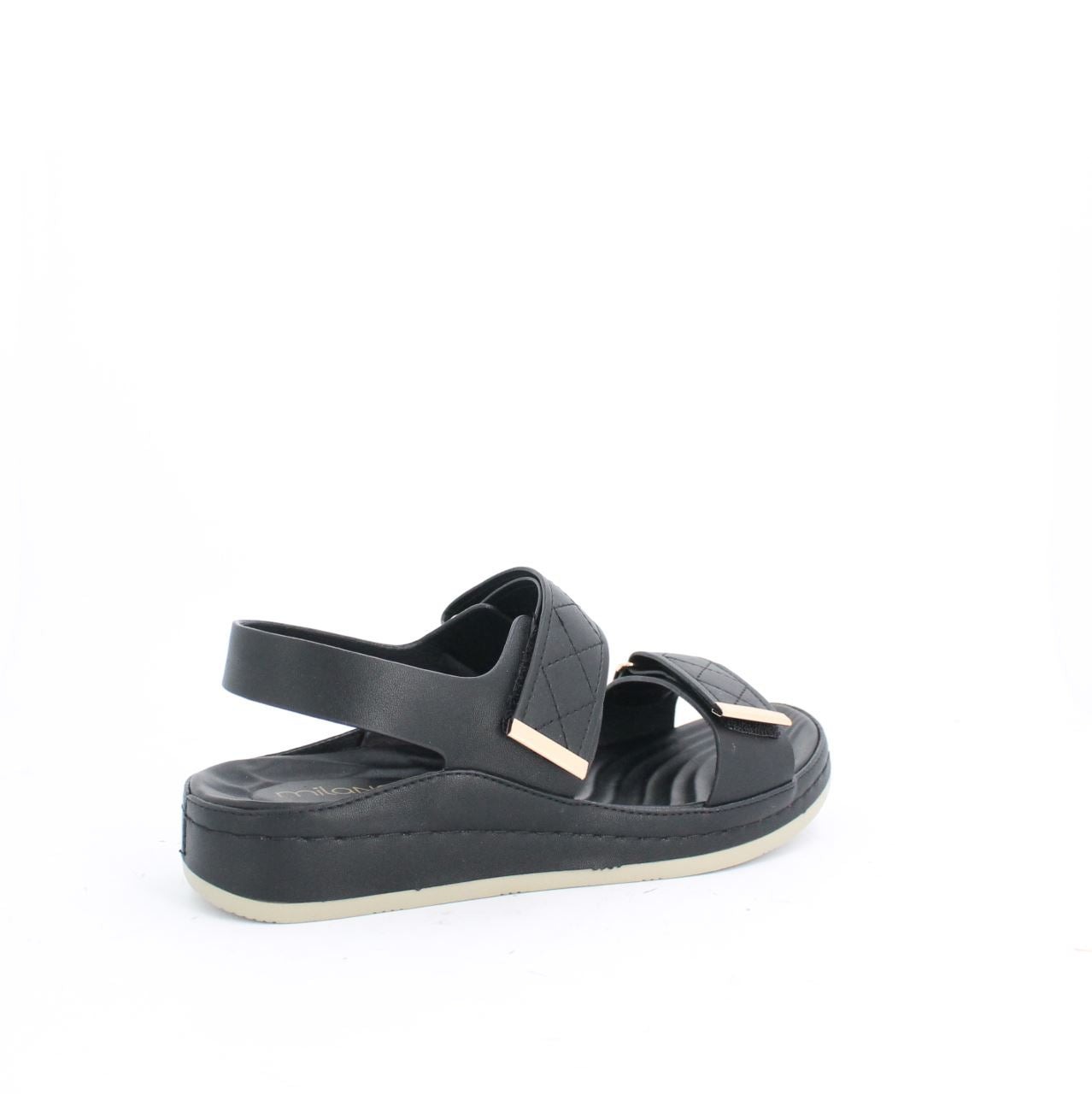 VECEE LOW WEDGE SLINGBACK SANDALS BLACK